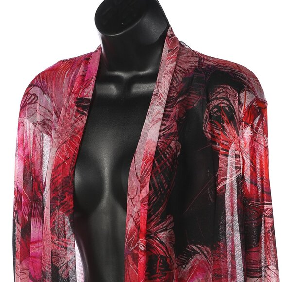 Fuzzi Pink & Fuchsia Abstract Floral Knee Length Long Sleeve Cape/Shawl - Picture 2 of 4